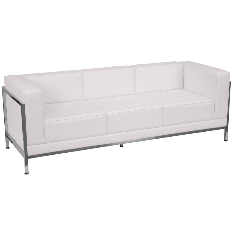 SINGLEWAVE Imagination Series Melrose White LeatherSoft Sofa, Chair & Ottoman Set