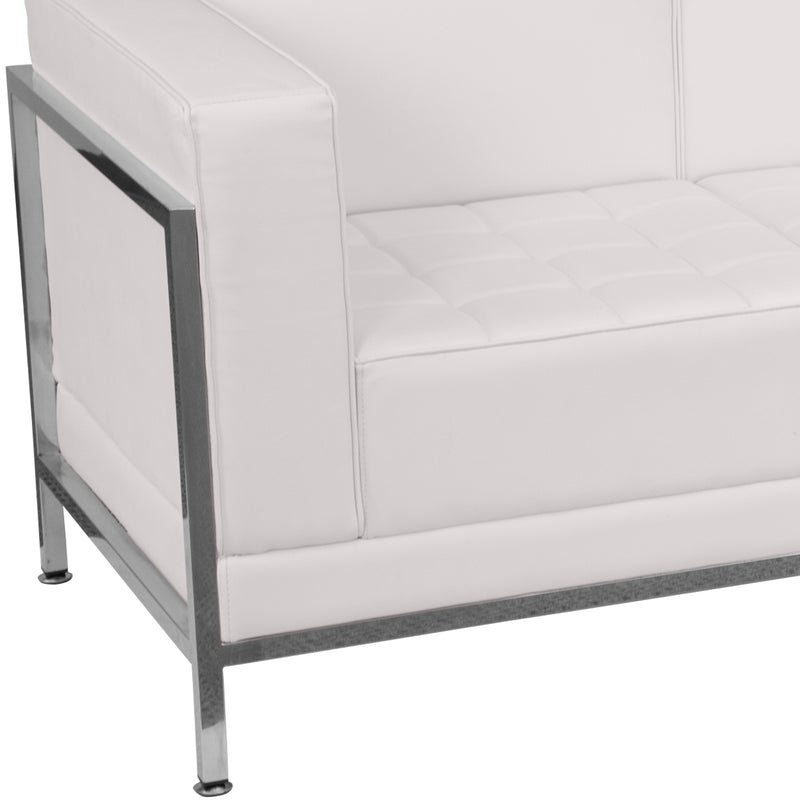 SINGLEWAVE Imagination Series Melrose White LeatherSoft Sofa, Chair & Ottoman Set