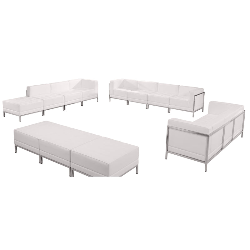 SINGLEWAVE Imagination Series Melrose White LeatherSoft Sofa, Lounge & Ottoman Set, 12 Pieces