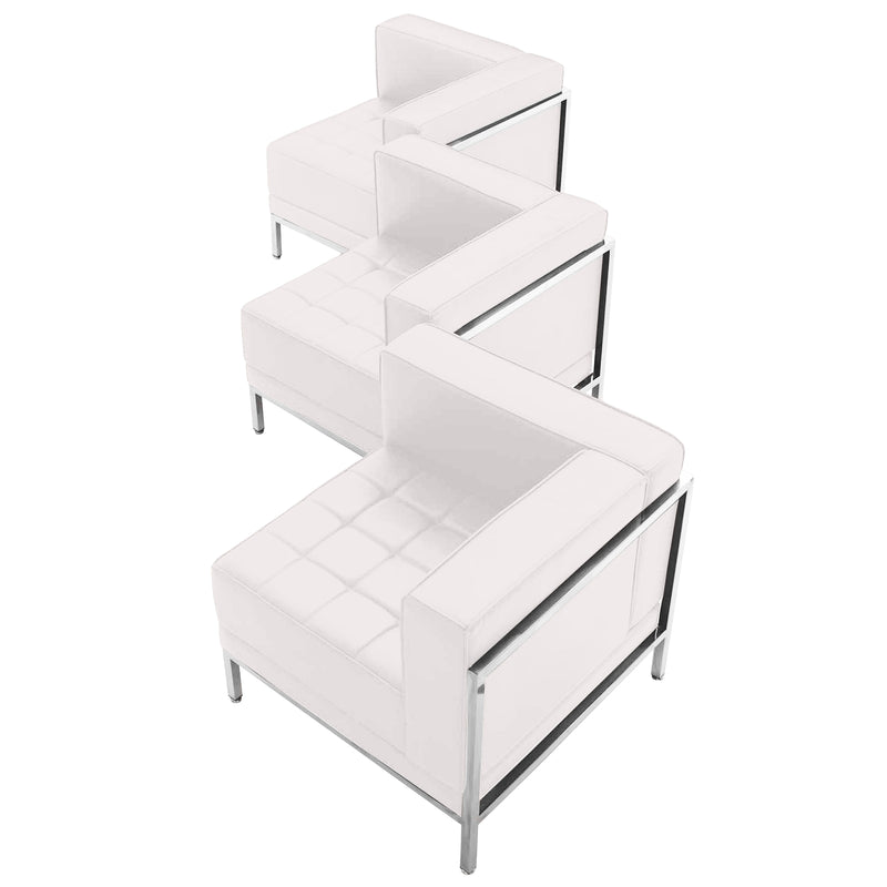 SINGLEWAVE Imagination Series Melrose White LeatherSoft 3 Piece Corner Chair Set