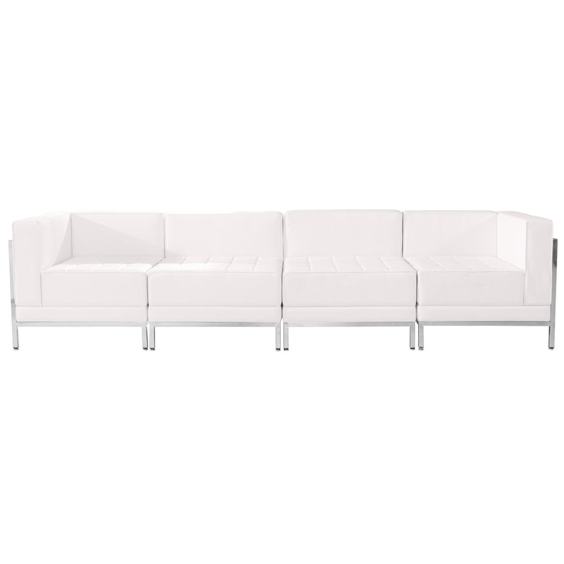 SINGLEWAVE Imagination Series Melrose White LeatherSoft 4 Piece Lounge Set