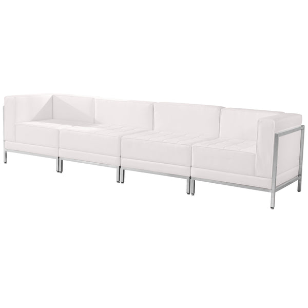 SINGLEWAVE Imagination Series Melrose White LeatherSoft 4 Piece Lounge Set