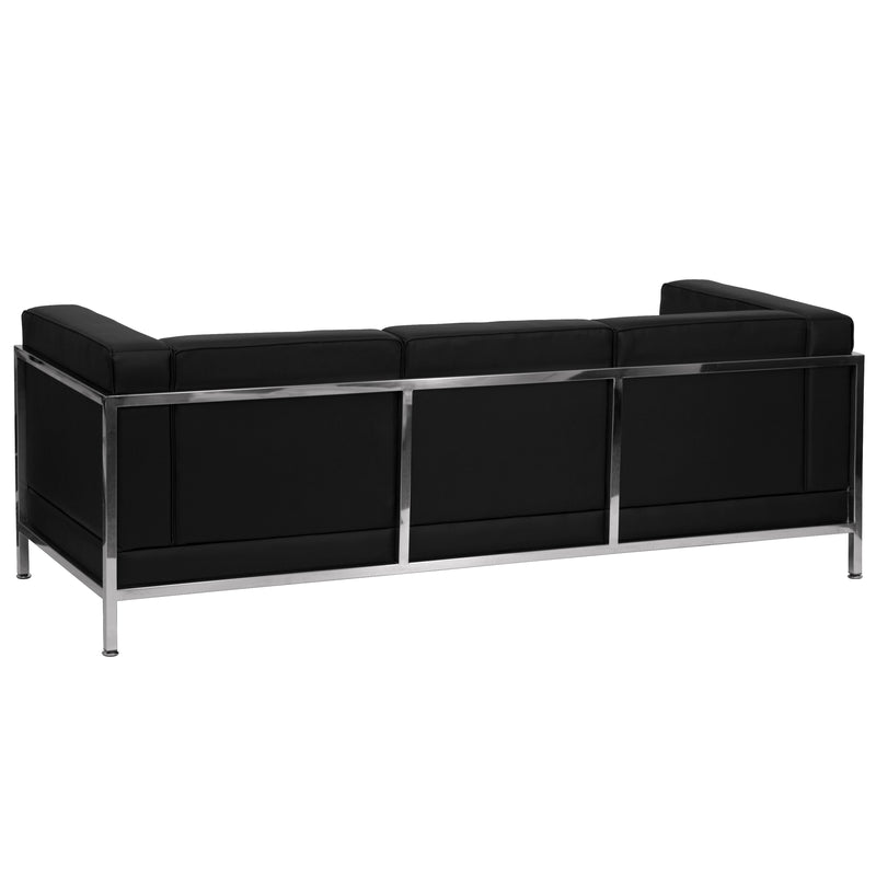 SINGLEWAVE Imagination Series Contemporary Black LeatherSoft Sofa with Encasing Frame