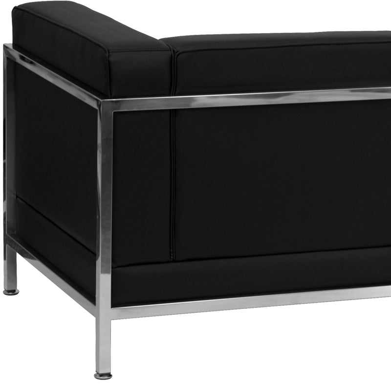 SINGLEWAVE Imagination Series Contemporary Black LeatherSoft Sofa with Encasing Frame