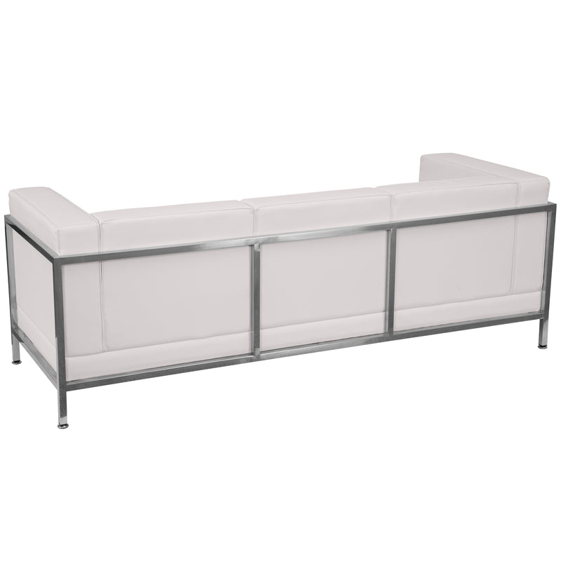 SINGLEWAVE Imagination Series Contemporary Melrose White LeatherSoft Sofa with Encasing Frame