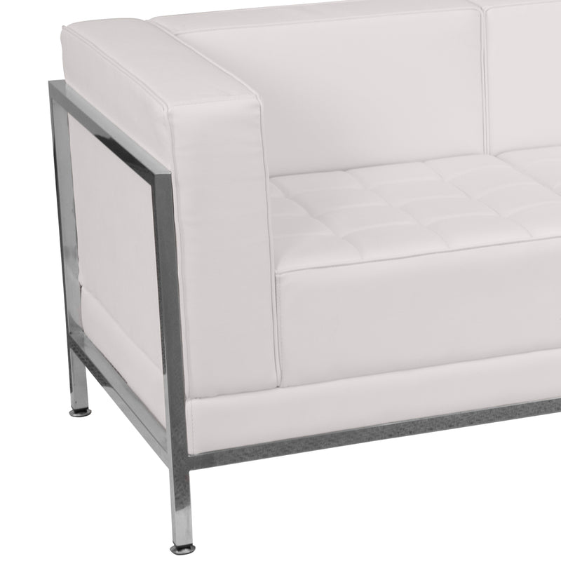 SINGLEWAVE Imagination Series Contemporary Melrose White LeatherSoft Sofa with Encasing Frame