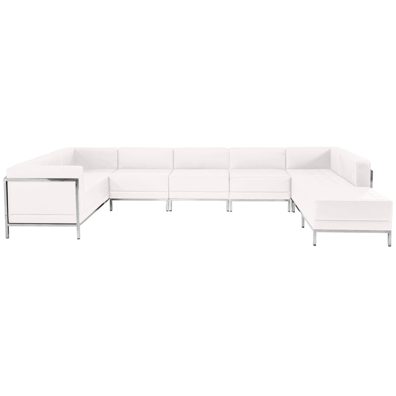 SINGLEWAVE Imagination Series Melrose White LeatherSoft U-Shape Sectional Configuration, 7 Pieces