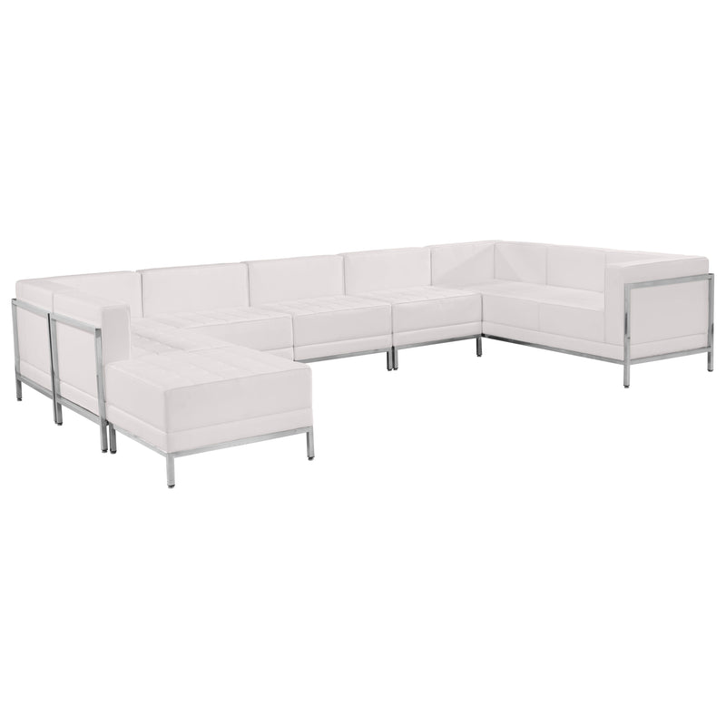 SINGLEWAVE Imagination Series Melrose White LeatherSoft U-Shape Sectional Configuration, 7 Pieces