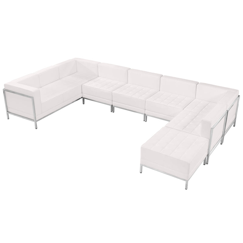 SINGLEWAVE Imagination Series Melrose White LeatherSoft U-Shape Sectional Configuration, 7 Pieces