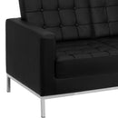 SINGLEWAVE Lacey Series Contemporary Black LeatherSoft Loveseat with Stainless Steel Frame