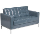 SINGLEWAVE Lacey Series Contemporary Gray LeatherSoft Loveseat with Stainless Steel Frame