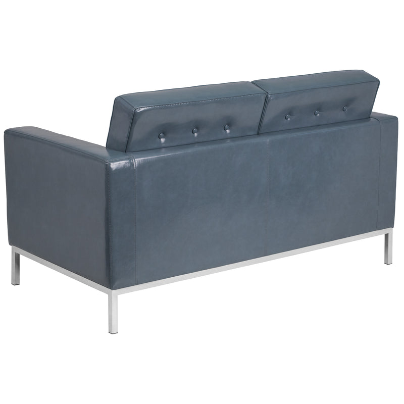 SINGLEWAVE Lacey Series Contemporary Gray LeatherSoft Loveseat with Stainless Steel Frame