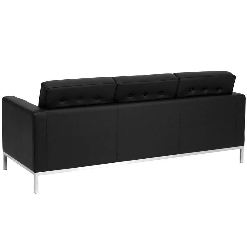 SINGLEWAVE Lacey Series Contemporary Black LeatherSoft Sofa with Stainless Steel Frame