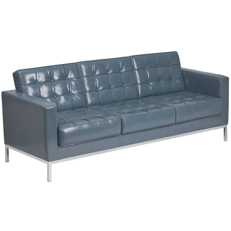 SINGLEWAVE Lacey Series Contemporary Gray LeatherSoft Sofa with Stainless Steel Frame