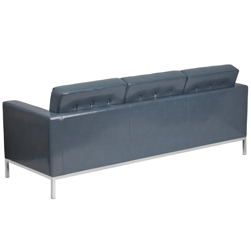 SINGLEWAVE Lacey Series Contemporary Gray LeatherSoft Sofa with Stainless Steel Frame