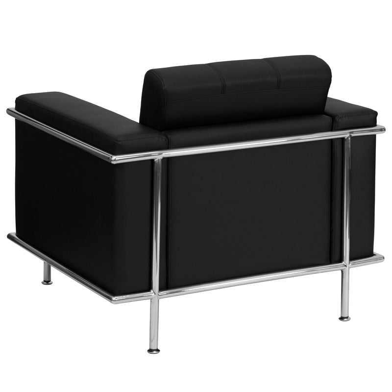 SINGLEWAVE Lesley Series Contemporary Black LeatherSoft Chair with Encasing Frame