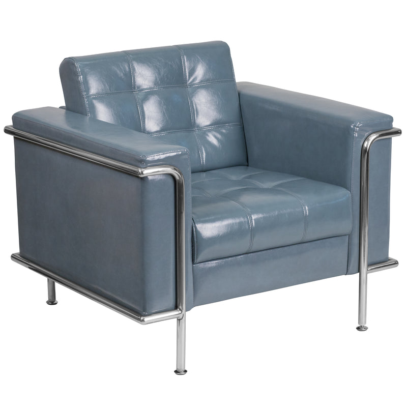 SINGLEWAVE Lesley Series Contemporary Gray LeatherSoft Chair with Encasing Frame