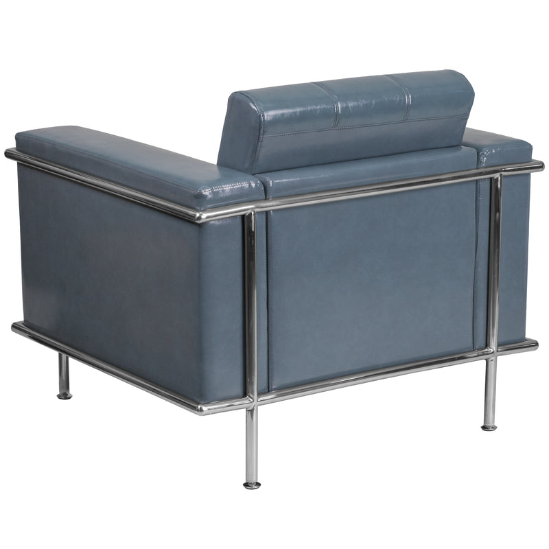 SINGLEWAVE Lesley Series Contemporary Gray LeatherSoft Chair with Encasing Frame