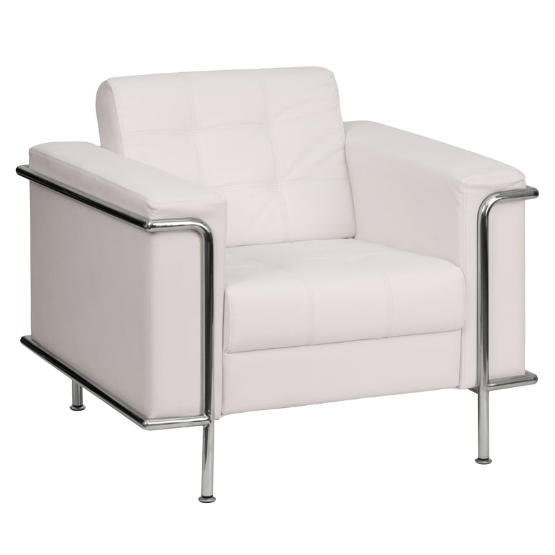 SINGLEWAVE Lesley Series Contemporary Melrose White LeatherSoft Chair with Encasing Frame