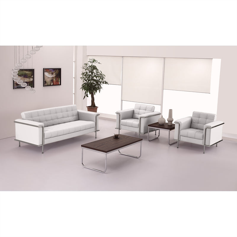 SINGLEWAVE Lesley Series Contemporary Melrose White LeatherSoft Chair with Encasing Frame