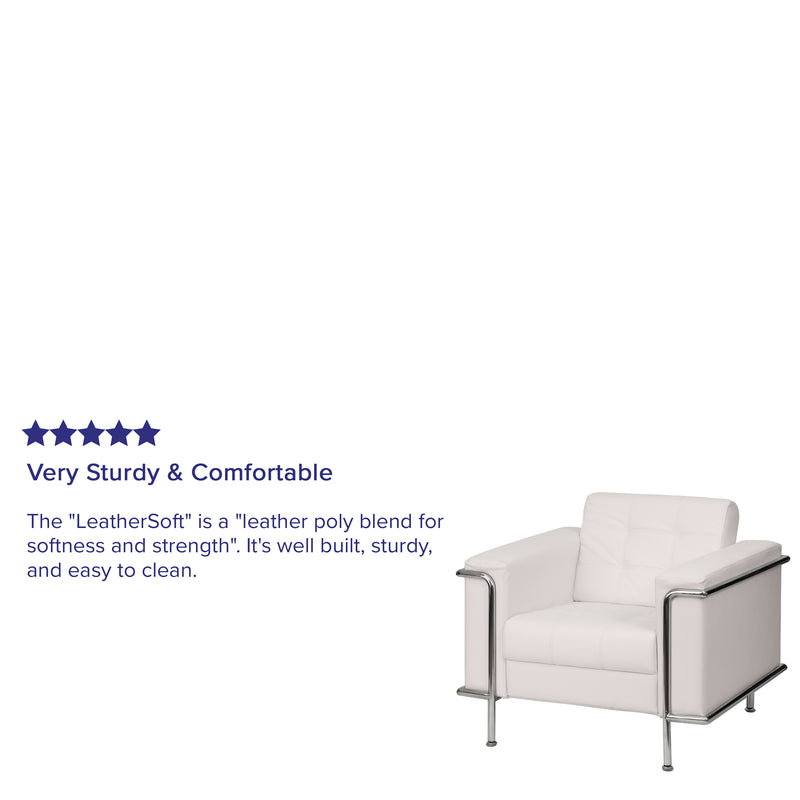 SINGLEWAVE Lesley Series Contemporary Melrose White LeatherSoft Chair with Encasing Frame