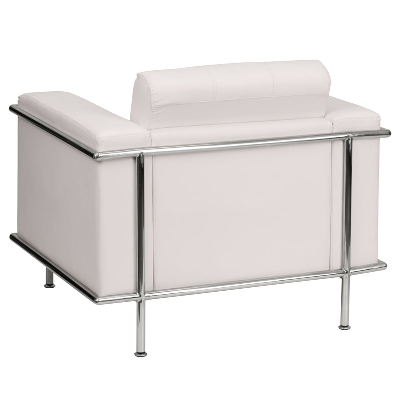 SINGLEWAVE Lesley Series Contemporary Melrose White LeatherSoft Chair with Encasing Frame