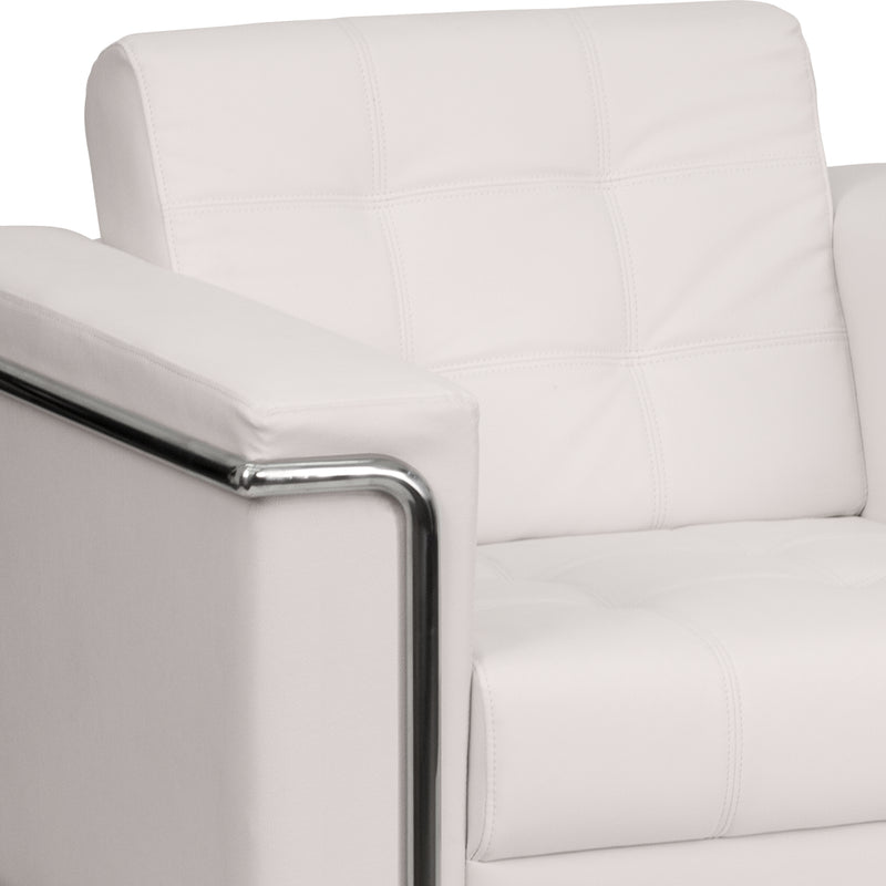 SINGLEWAVE Lesley Series Contemporary Melrose White LeatherSoft Chair with Encasing Frame