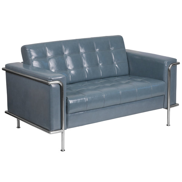 SINGLEWAVE Lesley Series Contemporary Gray LeatherSoft Loveseat with Encasing Frame