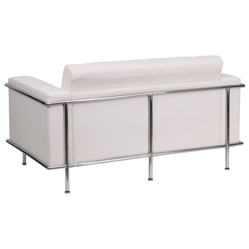 SINGLEWAVE Lesley Series Contemporary Melrose White LeatherSoft Loveseat with Encasing Frame