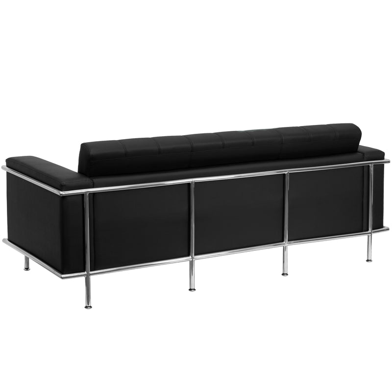 SINGLEWAVE Lesley Series Contemporary Black LeatherSoft Sofa with Encasing Frame