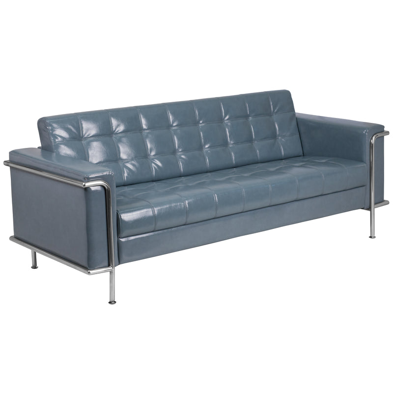 SINGLEWAVE Lesley Series Contemporary Gray LeatherSoft Sofa with Encasing Frame