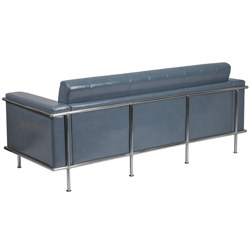 SINGLEWAVE Lesley Series Contemporary Gray LeatherSoft Sofa with Encasing Frame