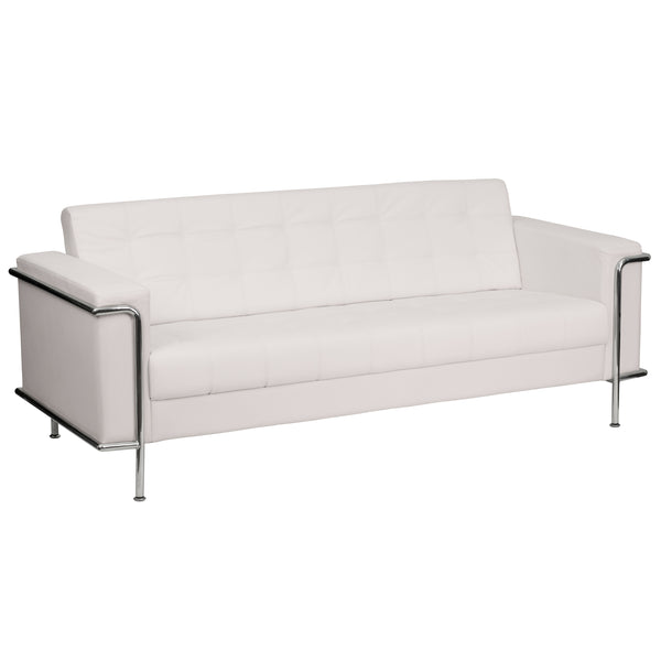 SINGLEWAVE Lesley Series Contemporary Melrose White LeatherSoft Sofa with Encasing Frame