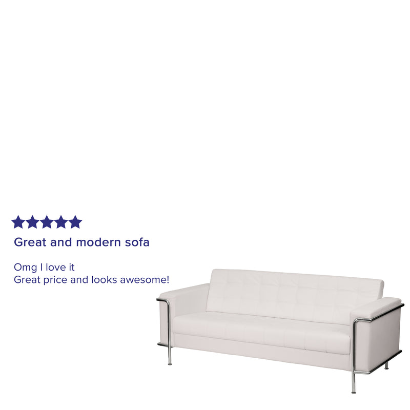 SINGLEWAVE Lesley Series Contemporary Melrose White LeatherSoft Sofa with Encasing Frame