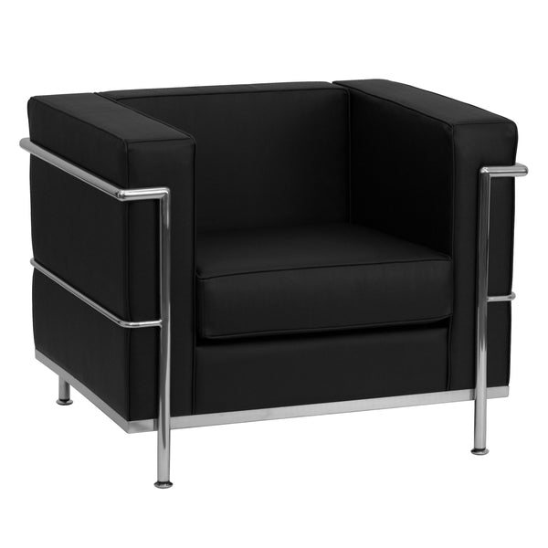 SINGLEWAVE Regal Series Contemporary Black LeatherSoft Chair with Encasing Frame