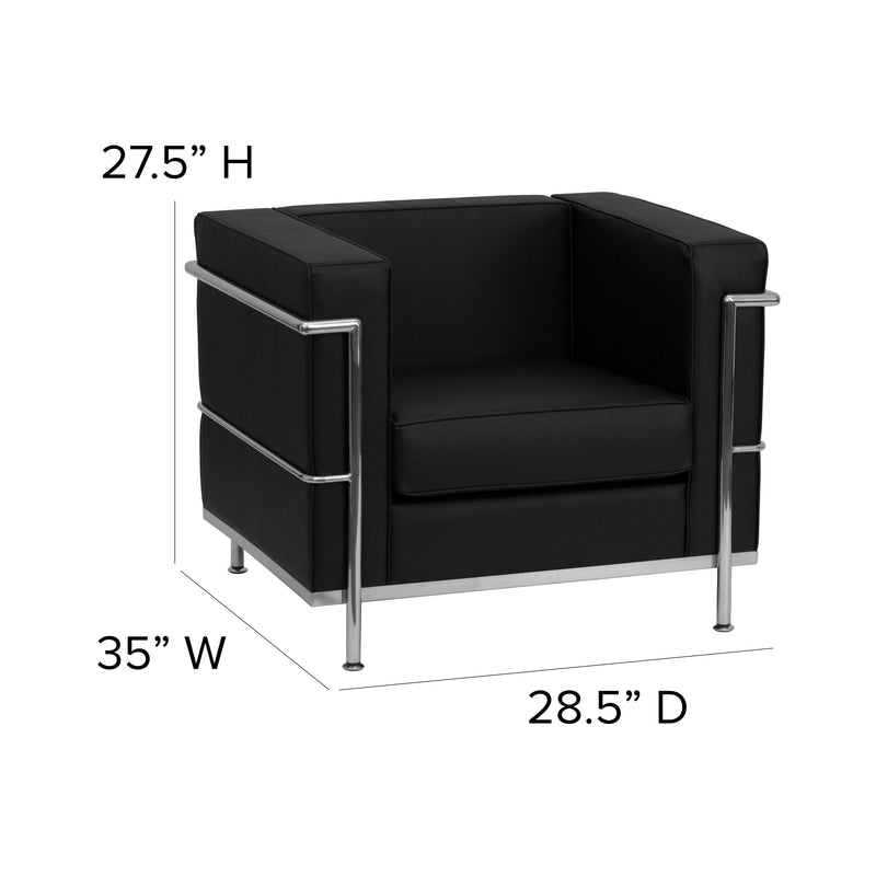 SINGLEWAVE Regal Series Contemporary Black LeatherSoft Chair with Encasing Frame