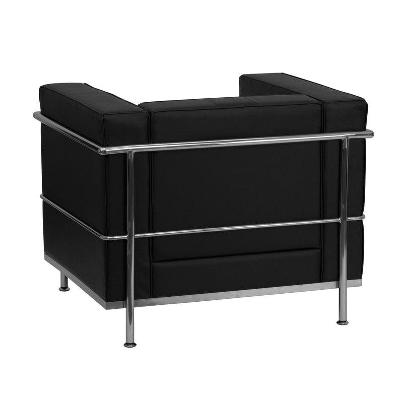 SINGLEWAVE Regal Series Contemporary Black LeatherSoft Chair with Encasing Frame