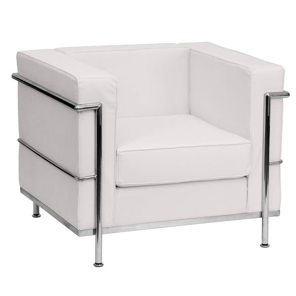 SINGLEWAVE Regal Series Contemporary Melrose White LeatherSoft Chair with Encasing Frame