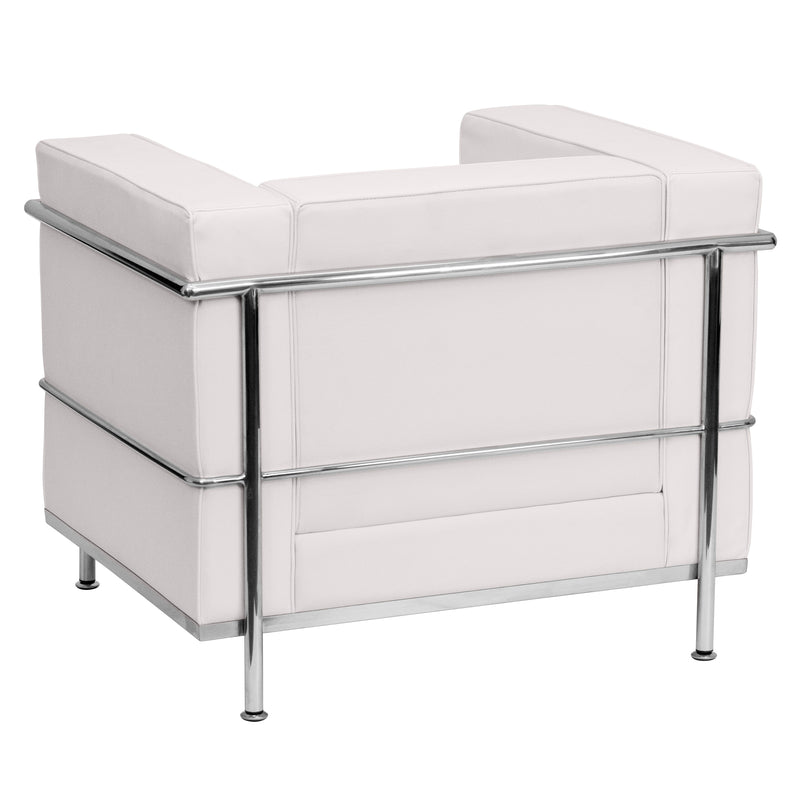 SINGLEWAVE Regal Series Contemporary Melrose White LeatherSoft Chair with Encasing Frame