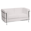 SINGLEWAVE Regal Series Contemporary Melrose White LeatherSoft Loveseat with Encasing Frame