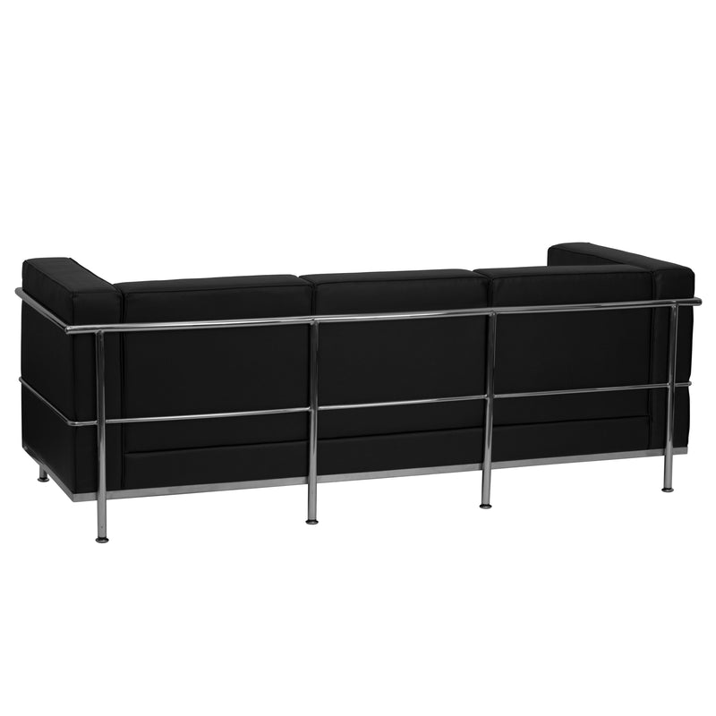 SINGLEWAVE Regal Series Contemporary Black LeatherSoft Sofa with Encasing Frame