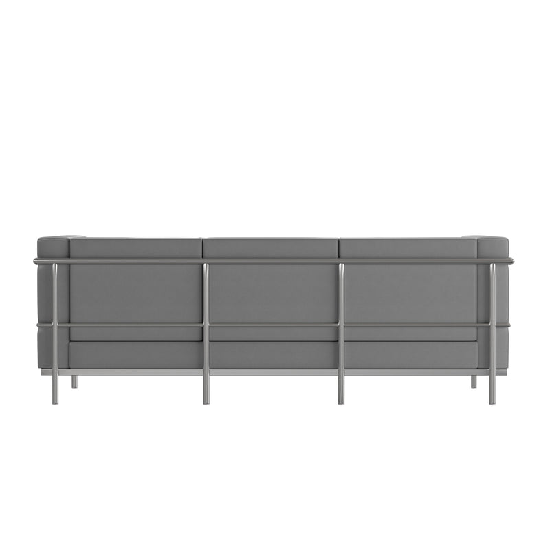 SINGLEWAVE Regal Series Contemporary Gray LeatherSoft Sofa with Encasing Frame