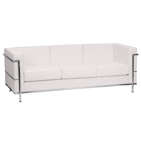 SINGLEWAVE Regal Series Contemporary Melrose White LeatherSoft Sofa with Encasing Frame