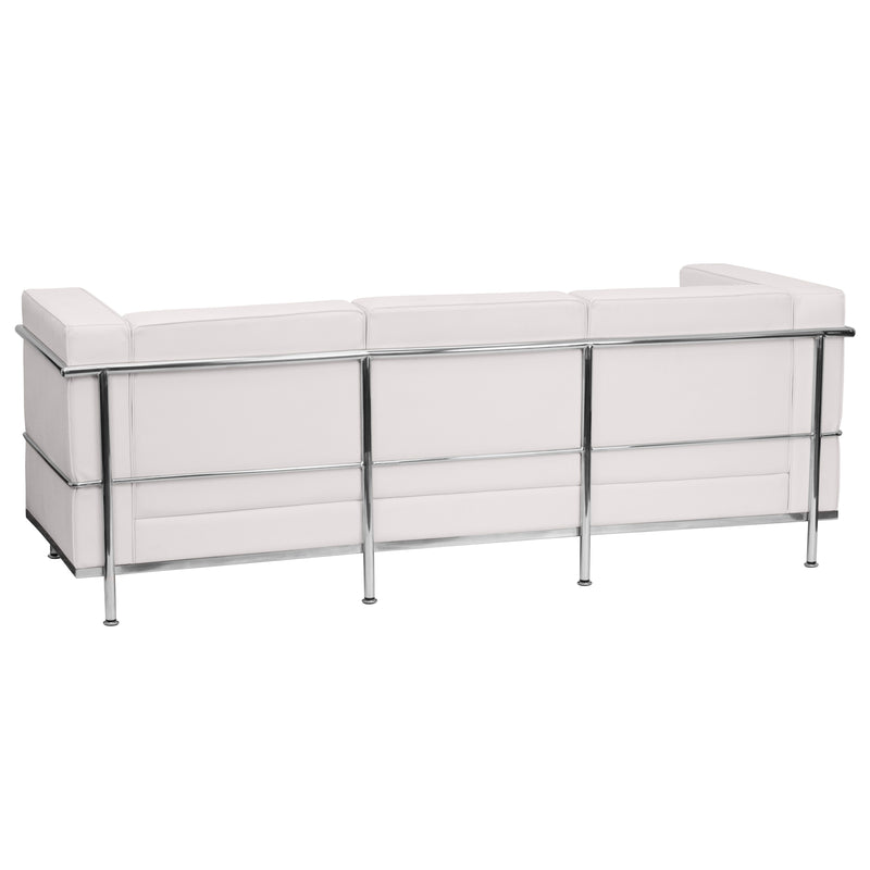 SINGLEWAVE Regal Series Contemporary Melrose White LeatherSoft Sofa with Encasing Frame