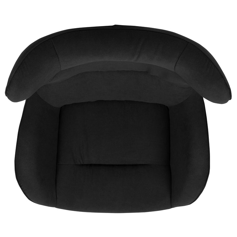 Black Fabric Swivel Wing Chair