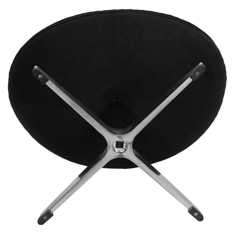 Black Fabric Saddle Wing Ottoman