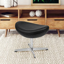 Black LeatherSoft Saddle Wing Ottoman