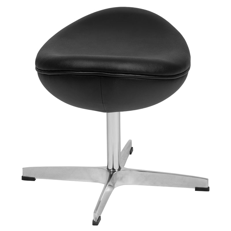 Black LeatherSoft Saddle Wing Ottoman