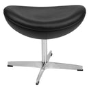 Black LeatherSoft Saddle Wing Ottoman