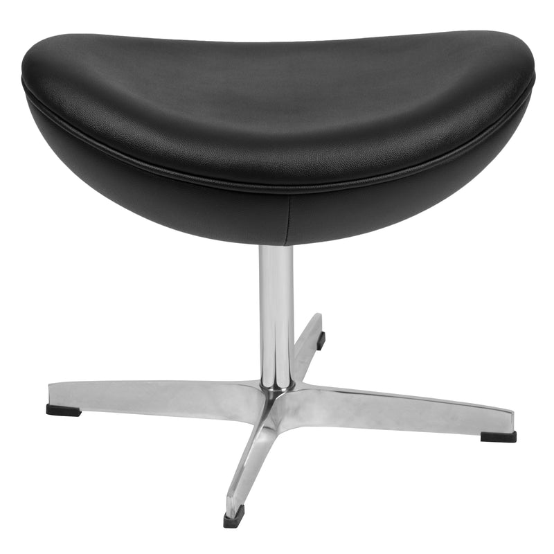 Black LeatherSoft Saddle Wing Ottoman